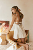 Cream Backless Thin Strap Mini Kirra Dress