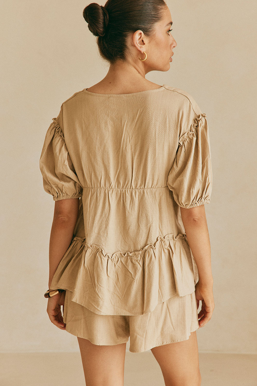 Lyon Front Tie Shorts - Tan