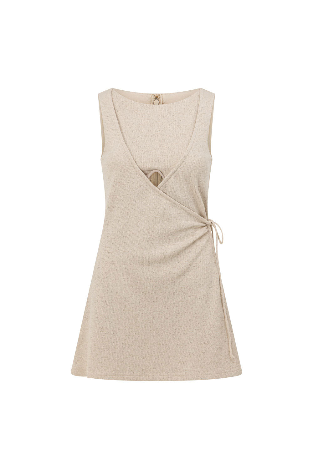Beige Wrap Mini Kiana Dress