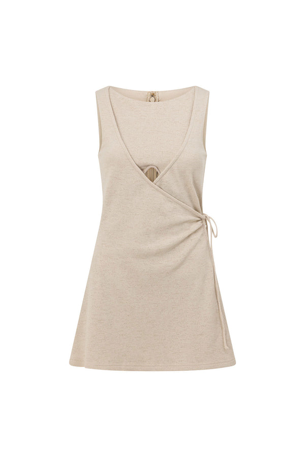 Beige Wrap Mini Kiana Dress