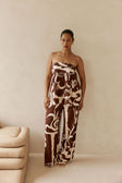 Brown and Cream Painted Tiles Strapless Presley Top