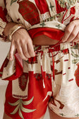 Red Palma Vista Print Elastic Drawstring Belinda Shorts
