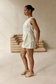 Off White Suiting One Shoulder Folded Dusk Top