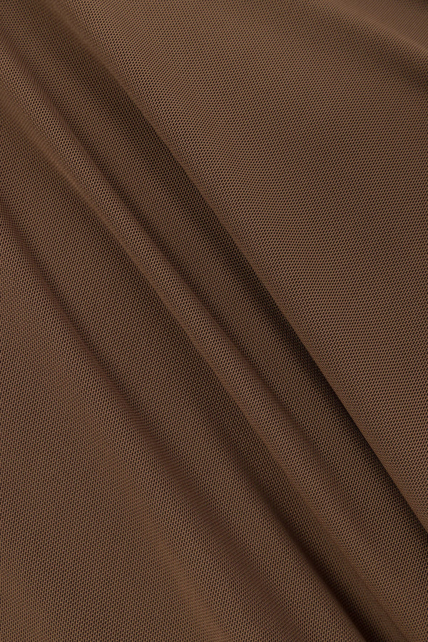 Chocolate Brown Asymmetric Draw Tie Maxi Callista Dress