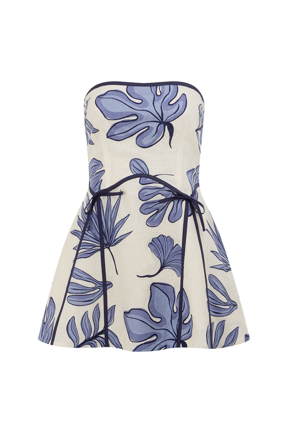 Blue Phylida Azure Print Strapless Mini Via Dress