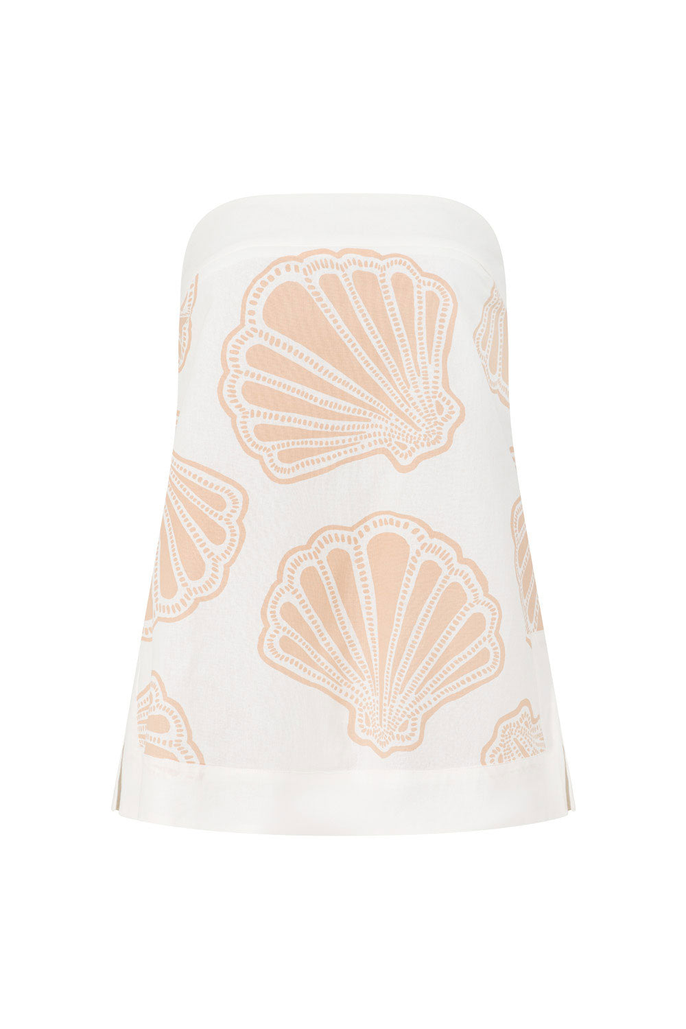 White Coastal Shell Print Strapless Bahari Top