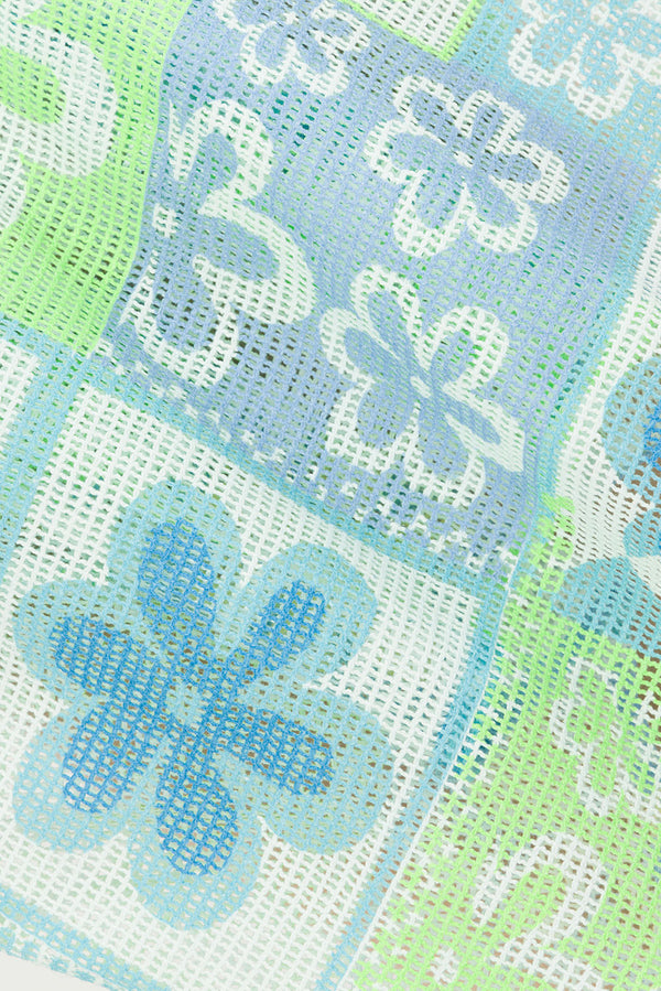 Alani Mesh Thin Strap Top - Verano Floral, Postcard, Blue, Green, White, Yellow