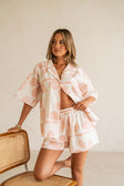 Pink Petal Patch Print Drawstring Senoa Shorts