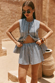 Black and White Stripe Elastic Dalia Shorts