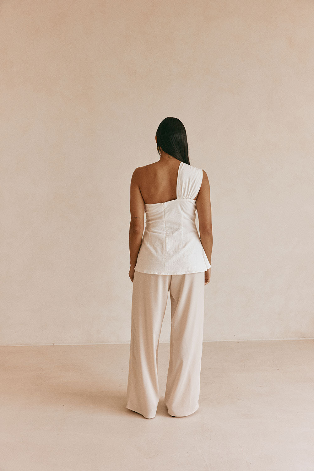 White Cotton One Shoulder Vivia Top