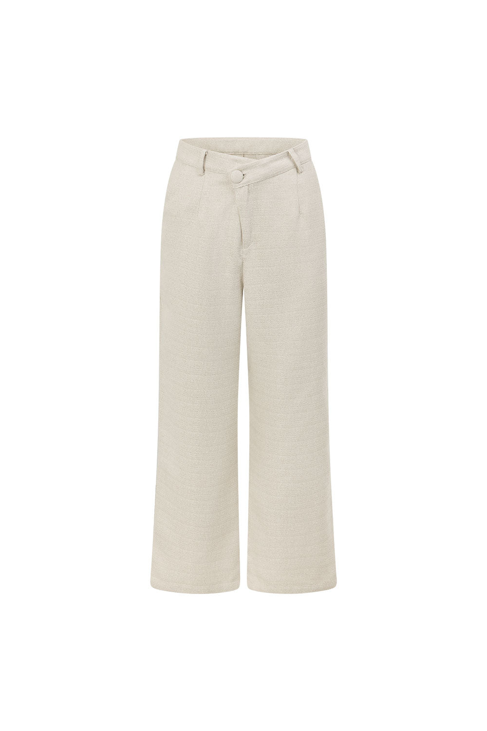Beige Asymmetric Waist Straight Leg Azul Trouser Pants