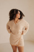 Bryn Stripe Mini Knitted Wrap Skirt - Orange, White