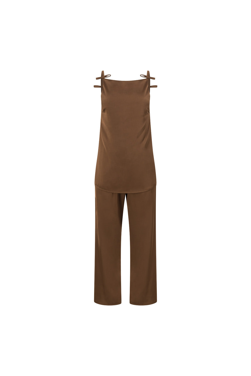 Chocolate Brown Thin Strap Backless Kinsley Jumpsuit