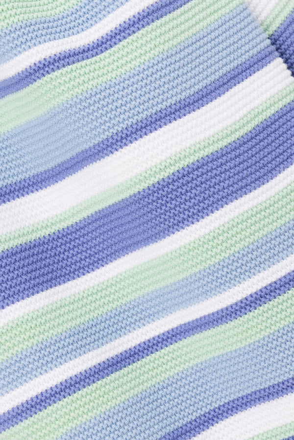 Blue Striped Knit High Waist Aero Pants