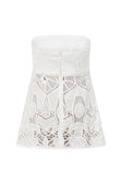 White Embroidered Cutwork Strapless Donna Top