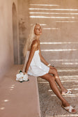 White Strapless Layered Ruched Rocio Dress