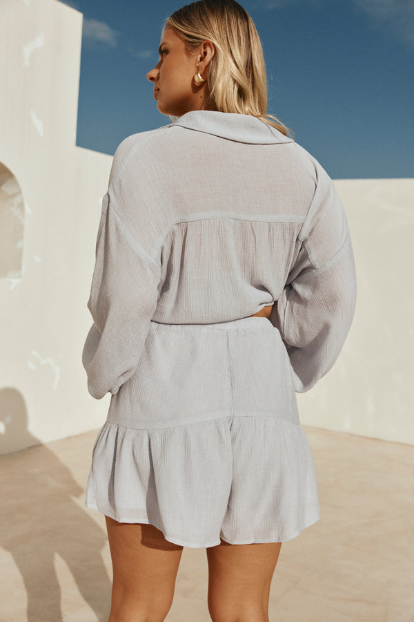 Baby Blue Elastic Drawstring Huxley Shorts