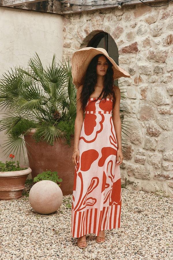 Red and Pink Darling Floral Print Maxi Addy Dress