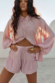 Blush Pink Elastic Drawstring Huxley Shorts