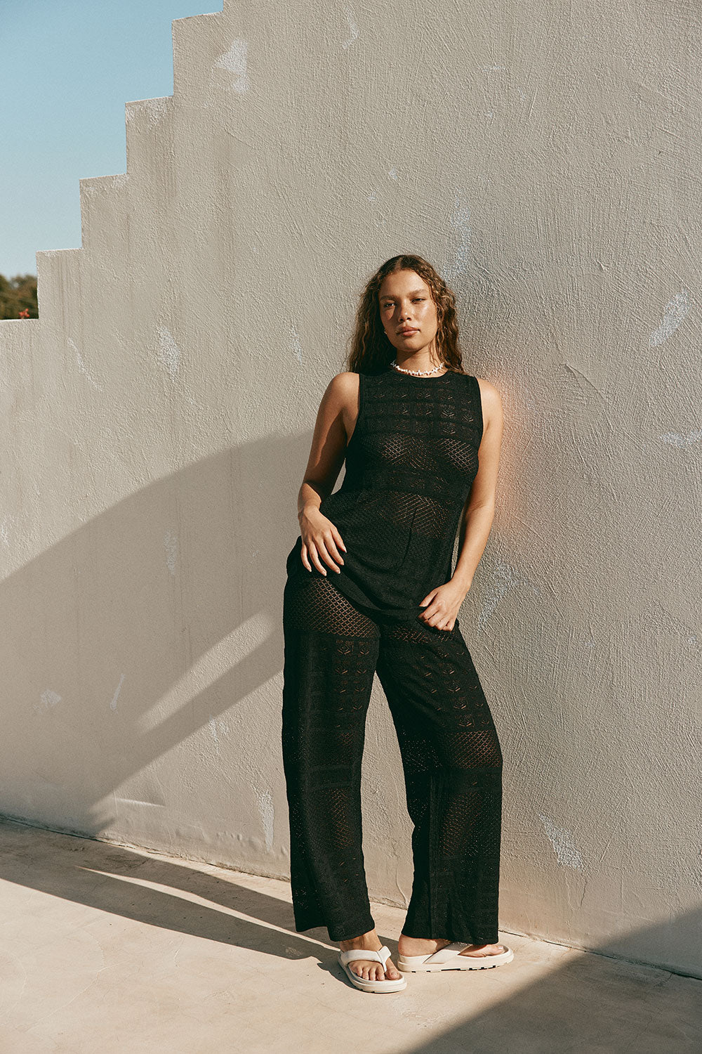 Black Crochet Knit Dillan Top