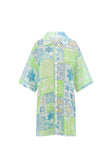 Izzy Short Sleeve Button Up Mini Dress - Verano Floral, Postcard, Blue, Green, White, Yellow