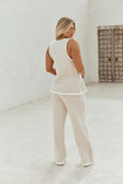 Beige and White Stripe Woven Wrap Billy Top