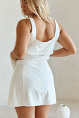 White Twin Pocket Drawstring Mini Davina Skirt