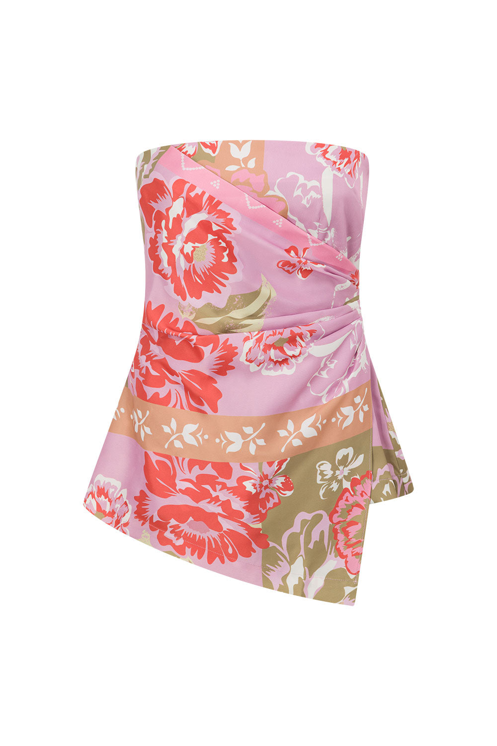Pink Botanic Patch Floral Print Strapless Marleigh Top