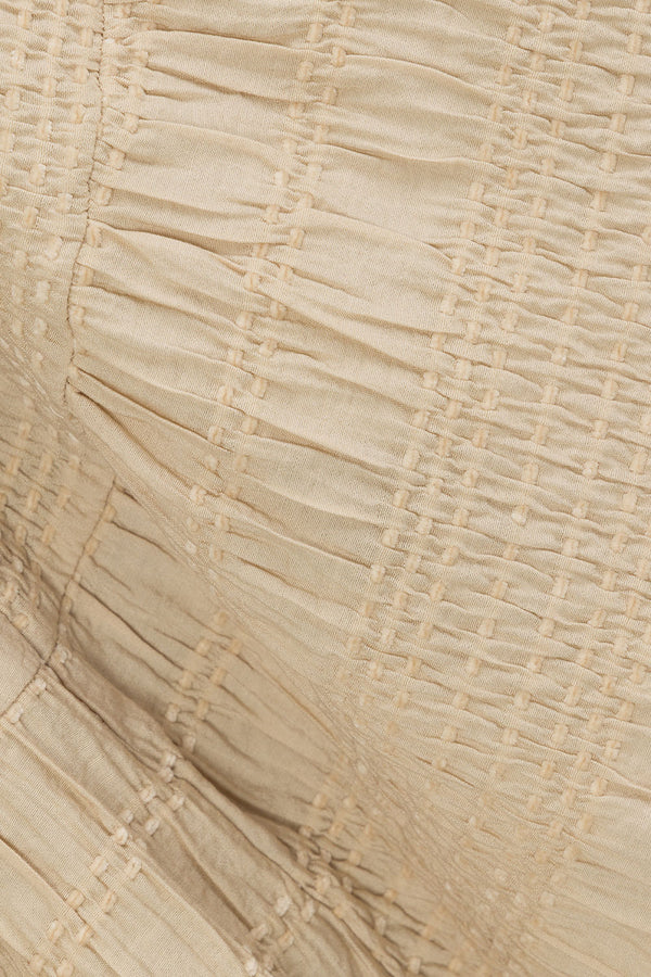 Beige Ruched Elastic Drawstring Amina Shorts
