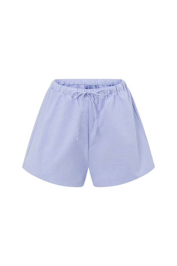 Blue High Waist Elastic Drawstring Akel Shorts
