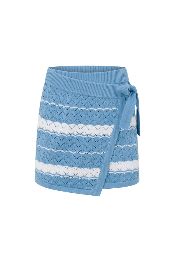 Blue and White Stripe Wrap Mini Maylin Skirt
