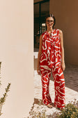 Red Fila Rogue Floral Print Drawstring Elena Pants