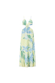 Backless Cutout Maxi Lotte Dress - Blue Green White