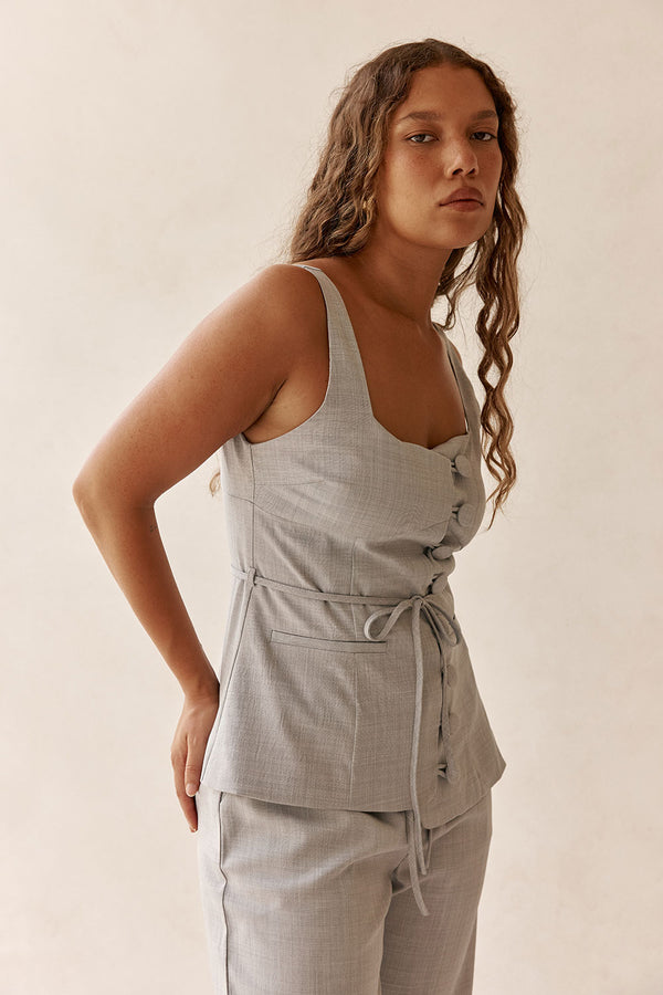 Blue Button Khaleesi Top