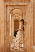 Cream Matia Print V Neck Maxi Serene Dress