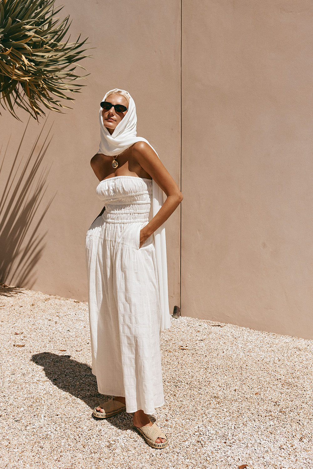 Bridal White Strapless Panel Maxi Delta Dress