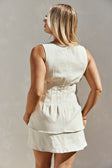 Cream Structured Pleated Dart Breezy Top