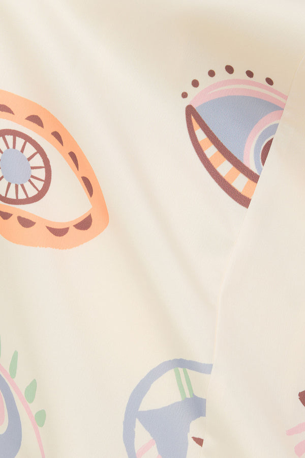 Cream Matia Print V Neck Maxi Serene Dress