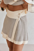 Grey Knit High Waist Wrap Mini Chester Skirt