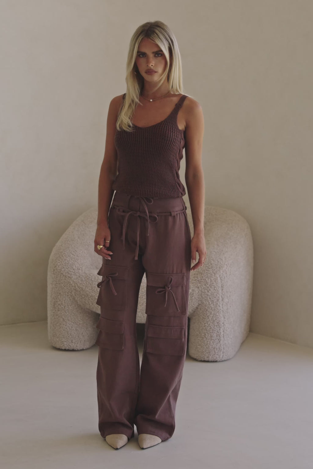 Chocolate Brown Pocket Cargo Jaicee Pants