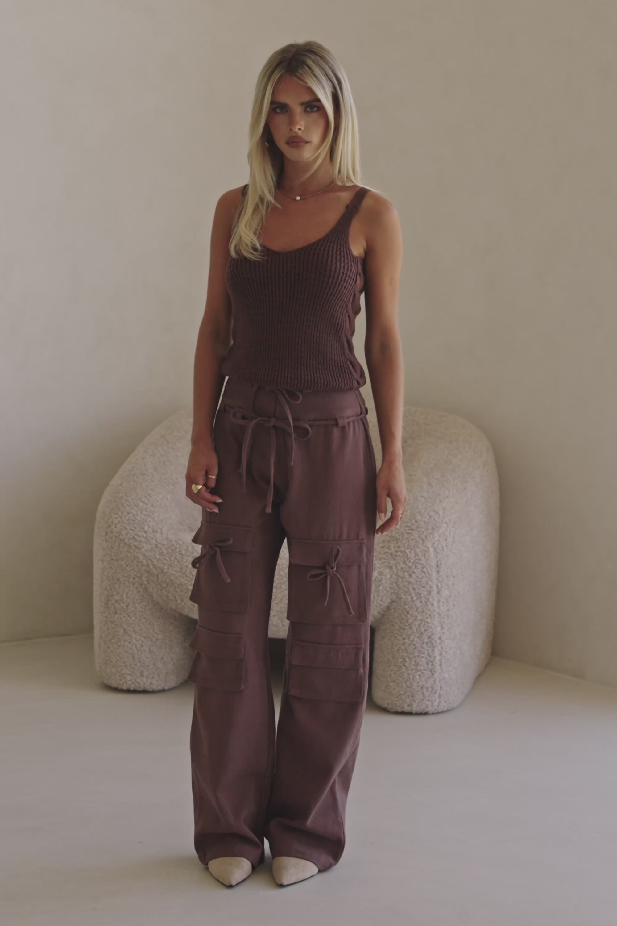 Chocolate Brown Pocket Cargo Jaicee Pants