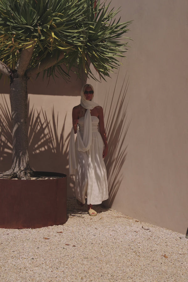 Bridal White Strapless Panel Maxi Delta Dress