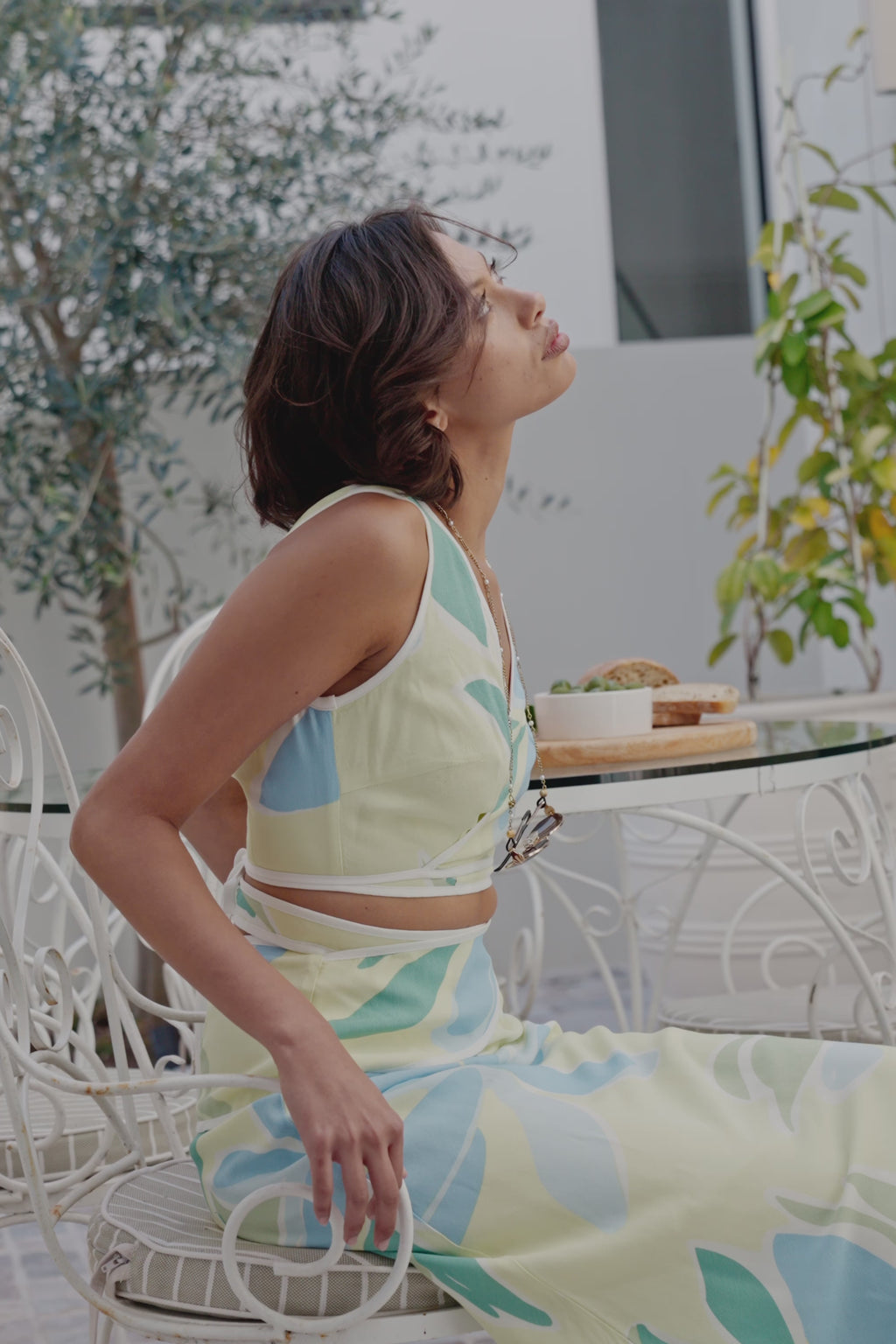 Euphoria Maxi Tie Skirt - Blue Green White