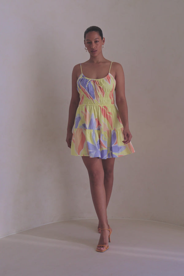 Elia Purple Adjustable Strap Panel Mini Tacita Dress