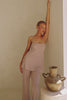 Alba Thin Strap Backless Jumpsuit - Brown, White