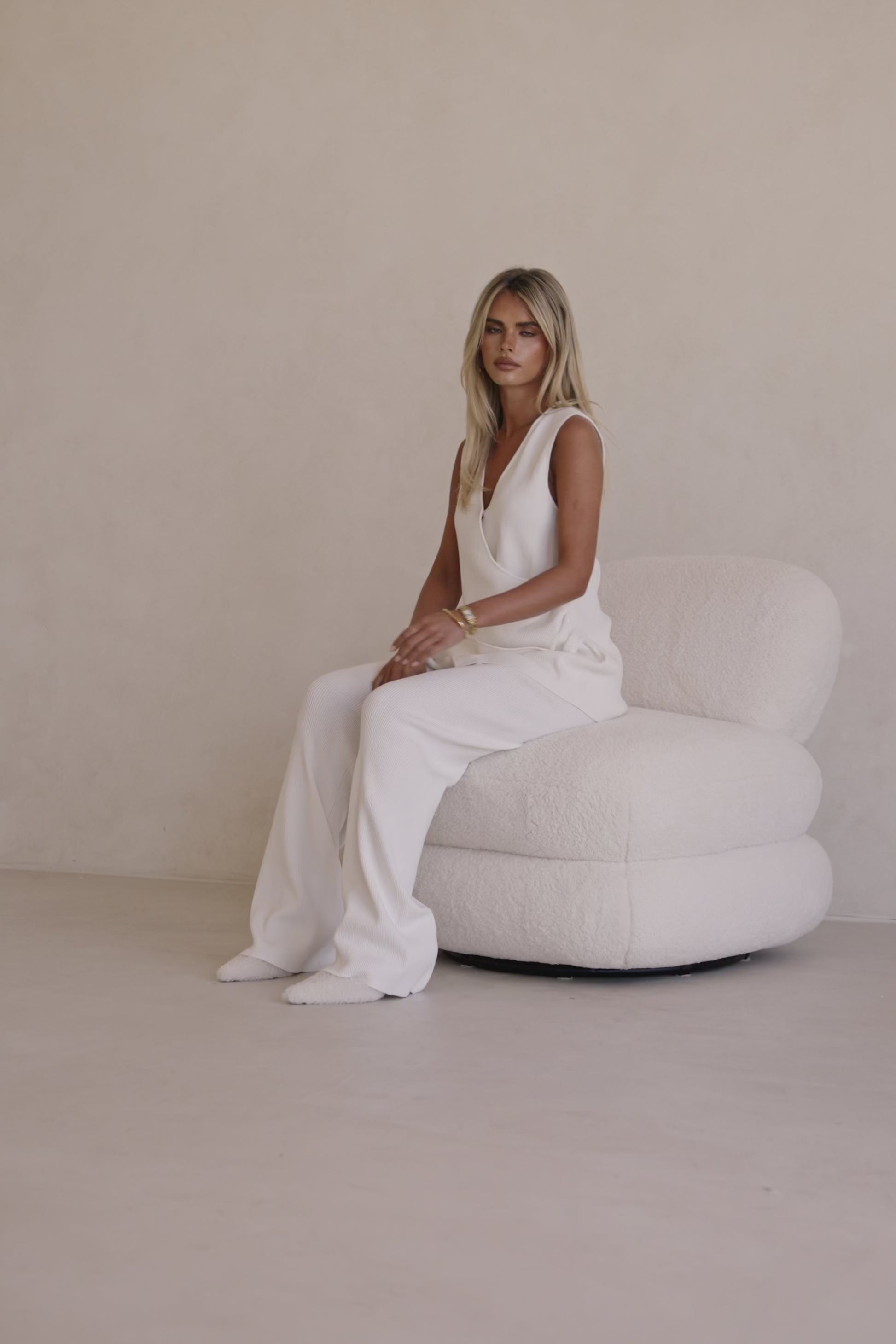 White Asymmetric V Neck Wrap Teah Top