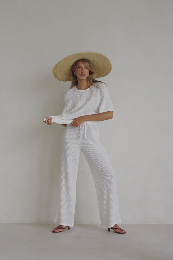 White Textured Elastic Drawstring Adora Plants