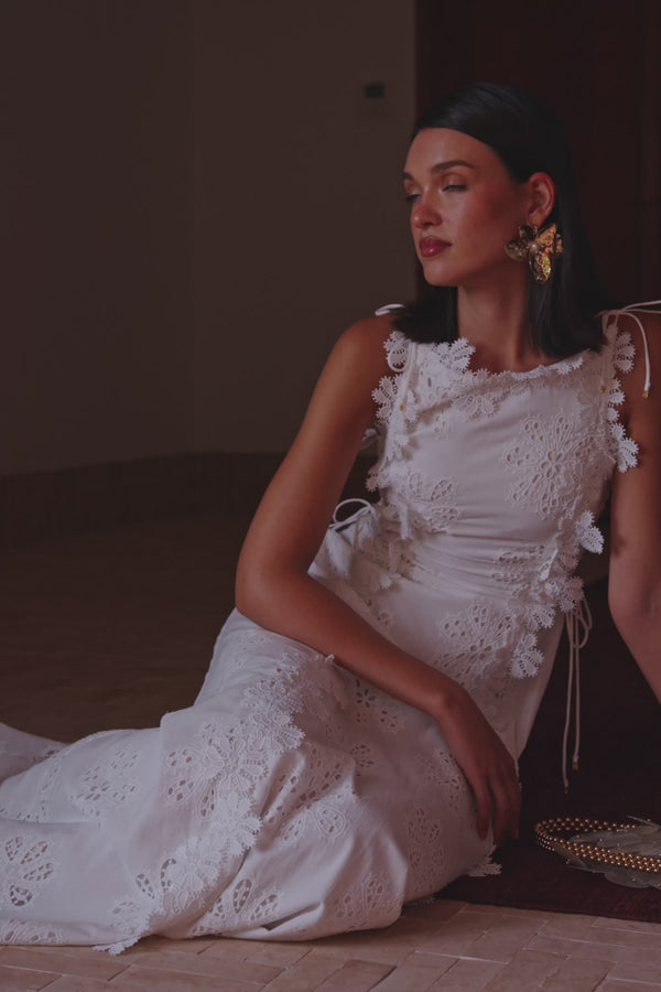 Araminta Embroidered Maxi Dress - Stella Marina - White