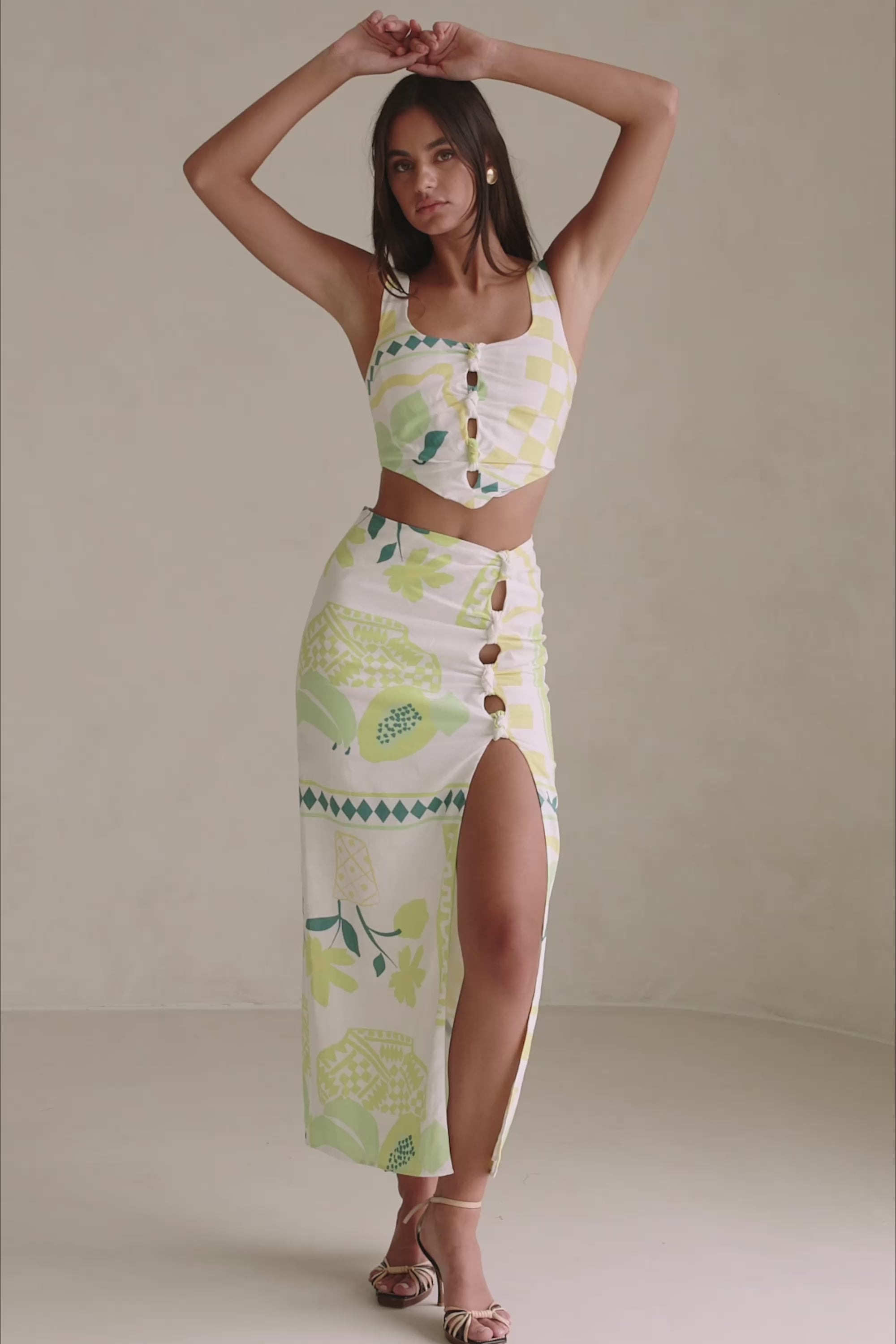 Pluto Midi Skirt - Green Yellow