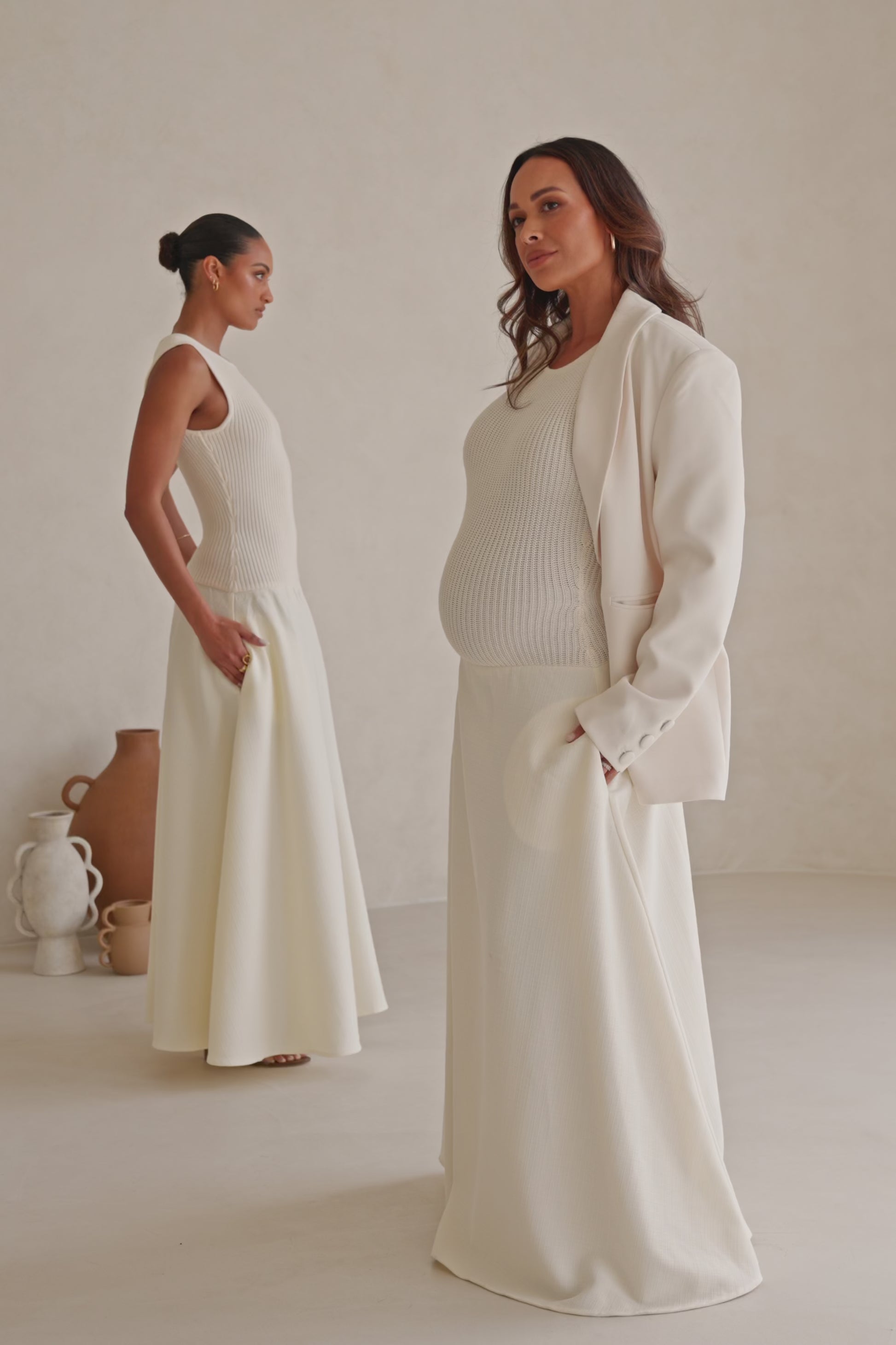 Blakely Long Sleeve Button Up Blazer - Beige